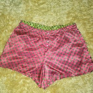 Bali Studio Sexy Lil Pink & Green Paisley Silky Lounge Shorts